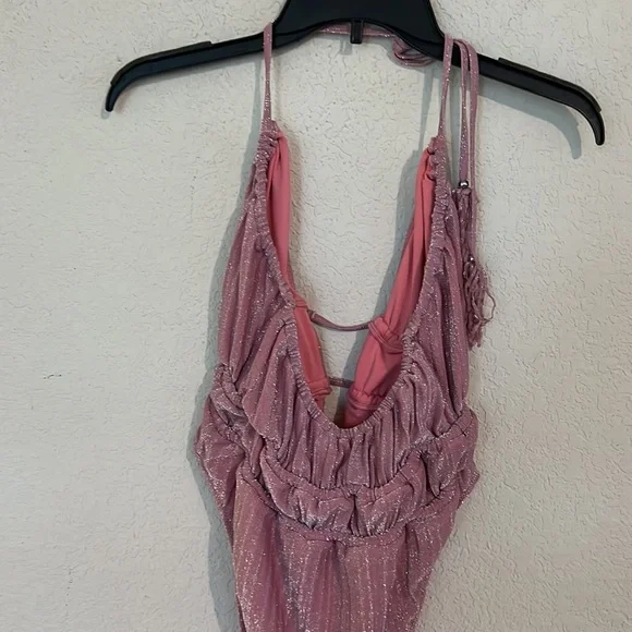 RAMY BROOK Marta Strapless Metallic One Piece Swimsuit In Pink - Picture 9 of 14